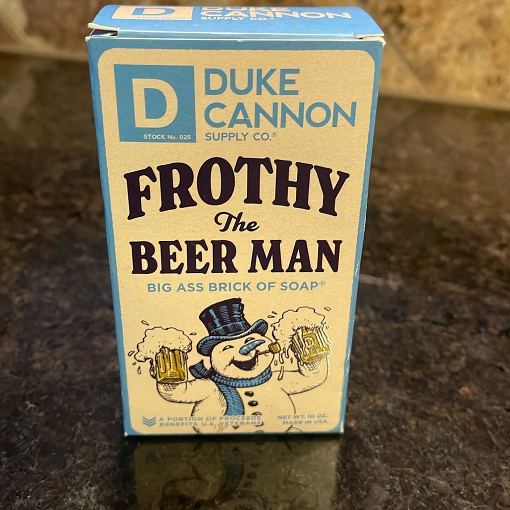 Duke Cannon Supply Co Frosty the Beer Man soap.
